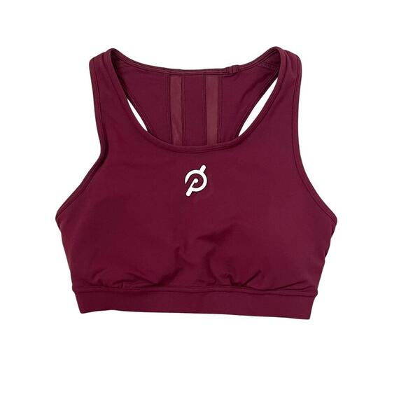 NWT Peloton Essential Racerback Sports Bra - Burgundy - Animal Print Stripe - S - Picture 1 of 5
